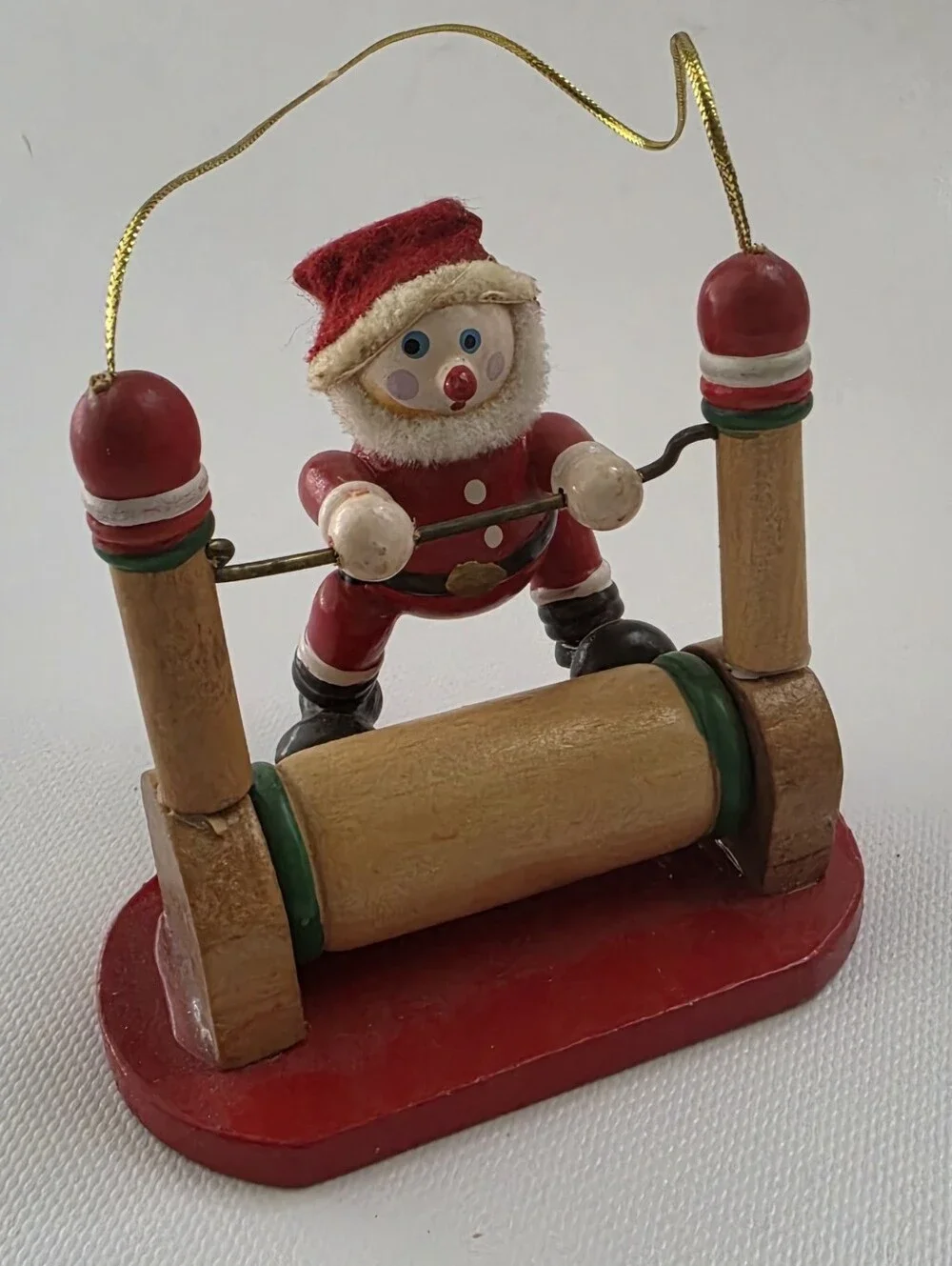 Santa Gymnastics Horizontal Bar Wooden Christmas Ornament Gymnast Holiday